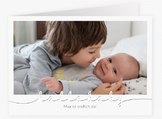 Geburtskarte Newborn A6 Klappkarte quer weiss