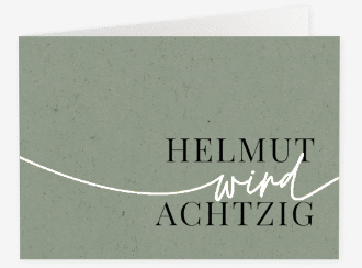 Einladung 80. Geburtstag Einfach A6 Klappkarte quer gruen
