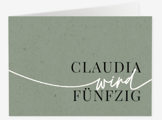 Einladung 50. Geburtstag Einfach A6 Klappkarte quer gruen