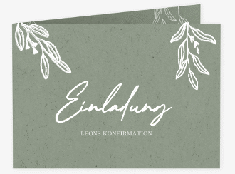 Konfirmationseinladung Grüne Natur A6 Klappkarte quer gruen