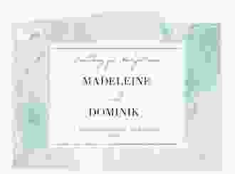 Hochzeitseinladung Marble A6 Klappkarte quer gruen