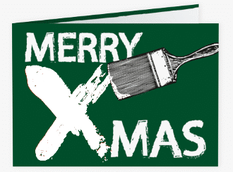 Klick: Details zu Geschäftliche Weihnachtskarte "Pinsel" anzeigen Geschäftliche Weihnachtskarte Pinsel A6 Klappkarte quer gruen