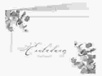 Hochzeitseinladung "Eucalypt" A6 Klappkarte quer weiss mit Eukalyptus und edlem Rahmen