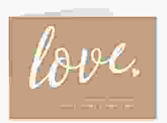 Hochzeitseinladung Glam A6 Klappkarte quer beige