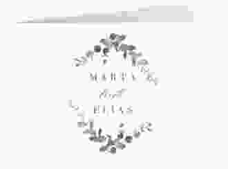 Hochzeitseinladung Eukalyptus A6 Klappkarte quer weiss