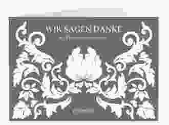 Danksagungskarte Hochzeit Royal A6 Klappkarte quer gruen mit barockem Blumen-Ornament