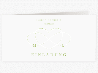 Klick: Details zu Hochzeitseinladung "Infinity" anzeigen Hochzeitseinladung Infinity lange Klappkarte quer gruen