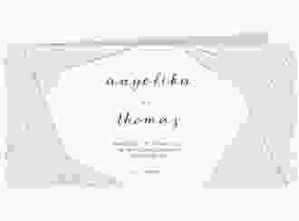 Hochzeitseinladung Asymmetry lange Klappkarte quer gruen