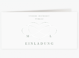 Klick: Details zu Hochzeitseinladung "Infinity" anzeigen Hochzeitseinladung Infinity lange Klappkarte quer gruen