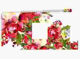 Hochzeitseinladung Blumenpracht lange Klappkarte quer weiss