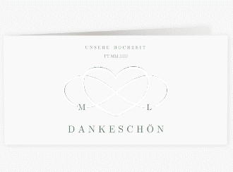 Klick: Details zu Dankeskarte Hochzeit "Infinity" anzeigen Dankeskarte Hochzeit Infinity lange Klappkarte quer gruen