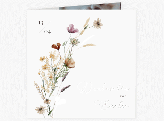 Klick: Details zu Danksagung Konfirmation "Aufblühen" anzeigen Danksagung Konfirmation Aufblühen quadr. Klappkarte weiss