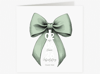 Einladung 60. Geburtstag Geburtstagsschleife quadr. Klappkarte gruen