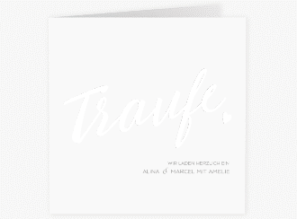 Klick: Details zu Hochzeitseinladung "Traufe" anzeigen Hochzeitseinladung Traufe quadr. Klappkarte weiss