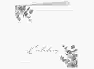 Hochzeitseinladung Eucalypt quadr. Klappkarte weiss mit Eukalyptus und edlem Rahmen