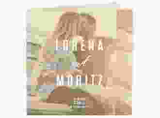 Hochzeitseinladung Memory quadr. Klappkarte beige
