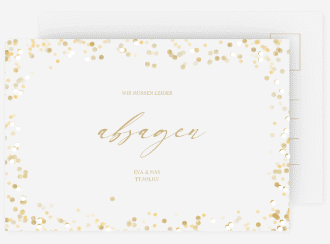 Absagekarte Festive A6 Postkarte weiss