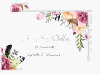 Save the Date-Postkarte Flowers A6 Postkarte weiss mit bunten Aquarell-Blumen