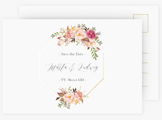 Klick: Details zu Save the Date-Postkarte "Prachtvoll" anzeigen Save the Date-Postkarte Prachtvoll A6 Postkarte weiss