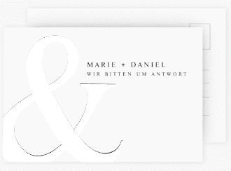 Klick: Details zu Antwortkarte Hochzeit "And" anzeigen Antwortkarte Hochzeit And A6 Postkarte weiss