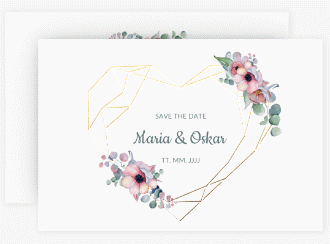 Klick: Details zu Save the Date-Karte "Herzgold" anzeigen Save the Date-Karte Herzgold A6 Karte quer weiss