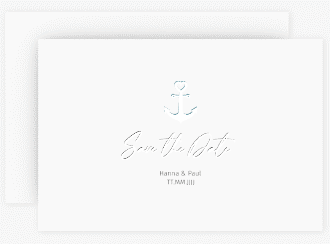 Klick: Details zu Save the Date-Karte "Ankerliebe" anzeigen Save the Date-Karte Ankerliebe A6 Karte quer weiss im minimalistischen maritimen Design mit Anker