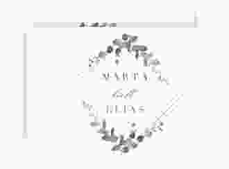 Save the Date-Karte Eukalyptus A6 Karte quer weiss
