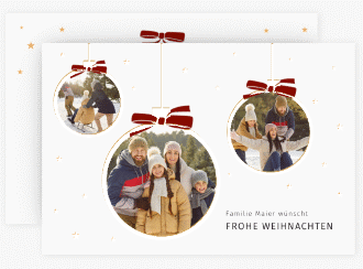 Weihnachtskarte Weihnachtsglanz A6 Karte quer weiss für Weihnachtsgrüße mit Familienfoto