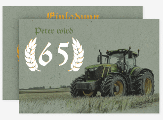 Einladung Geburtstag Trekker A6 Karte quer gruen