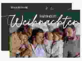 Weihnachtskarte Verschlafen A6 Karte quer gruen für Weihnachtsgrüße mit Familienfoto