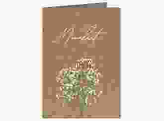 Menükarte Hochzeit Schleierkraut A5 Klappkarte hoch Kraftpapier