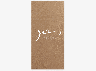 Tagesablauf Hochzeit Jawort lange Karte hoch Kraftpapier modern minimalistisch mit veredelter Aufschrift