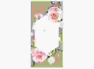 Tagesablauf Hochzeit Graceful lange Karte hoch Kraftpapier mit Rosenblüten in Rosa und Weiß