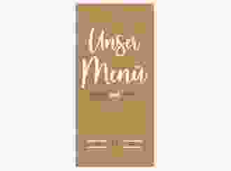 Menükarte Hochzeit Noble lange Karte hoch Kraftpapier mit elegantem Schriftzug
