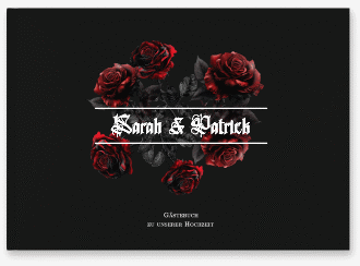 Gästebuch A4 quer Gothic Rose A4 quer, Hardcover schwarz im Schwarzromantik-Design