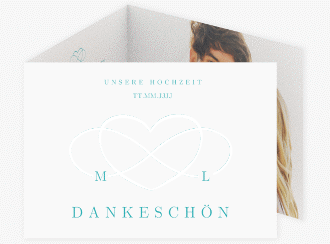 Klick: Details zu Danksagungskarte Hochzeit "Infinity" anzeigen Danksagungskarte Hochzeit Infinity A6 Doppel-Klappkarte tuerkis