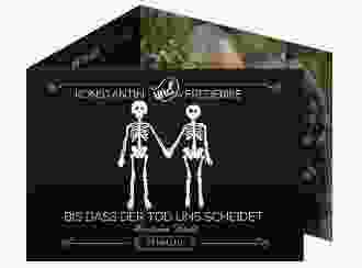 Dankeskarte Hochzeit Bones A6 Doppel-Klappkarte schwarz