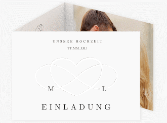 Hochzeitseinladung Infinity A6 Doppel-Klappkarte schwarz