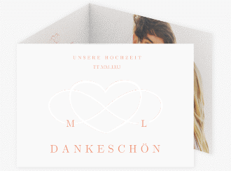 Klick: Details zu Danksagungskarte Hochzeit "Infinity" anzeigen Danksagungskarte Hochzeit Infinity A6 Doppel-Klappkarte apricot