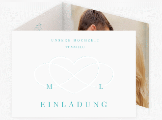 Klick: Details zu Hochzeitseinladung "Infinity" anzeigen Hochzeitseinladung Infinity A6 Doppel-Klappkarte tuerkis