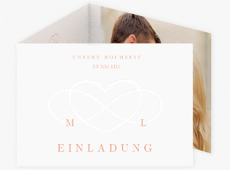 Klick: Details zu Hochzeitseinladung "Infinity" anzeigen Hochzeitseinladung Infinity A6 Doppel-Klappkarte apricot
