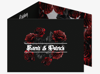 Hochzeitseinladung Gothic Rose A6 Doppel-Klappkarte schwarz