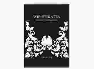 Einladungskarte Hochzeit Royal A6 Klappkarte hoch schwarz mit barockem Blumen-Ornament
