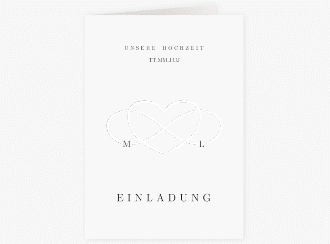 Einladungskarte Hochzeit Infinity A6 Klappkarte hoch schwarz