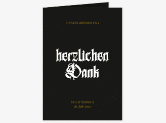 Danksagungskarte Hochzeit Wednesday A6 Klappkarte hoch schwarz mit Gräsern und Trockenblumen für Boho-Hochzeit