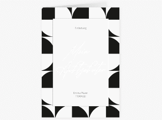 Einladung Geburtstag Schwarzweiss A6 Klappkarte hoch schwarz