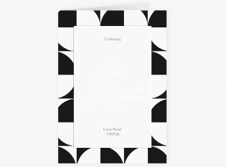 Einladung 60. Geburtstag Schwarzweiss A6 Klappkarte hoch schwarz