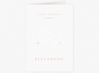 Klick: Details zu Einladungskarte Hochzeit "Infinity" anzeigen Einladungskarte Hochzeit Infinity A6 Klappkarte hoch apricot