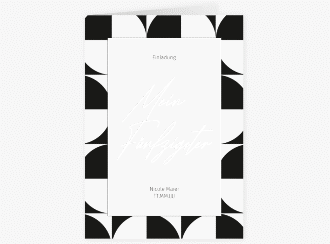 Einladung 50. Geburtstag Schwarzweiss A6 Klappkarte hoch schwarz