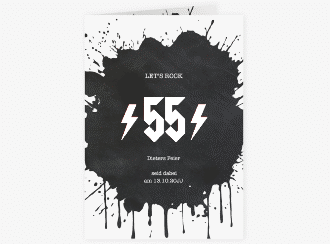 Einladung Geburtstag Rockig A6 Klappkarte hoch schwarz